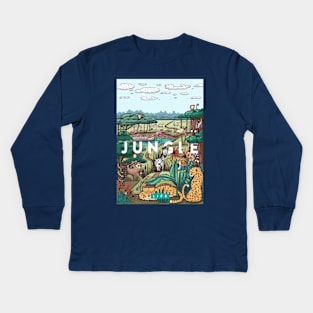 jungle animal illustration Kids Long Sleeve T-Shirt
